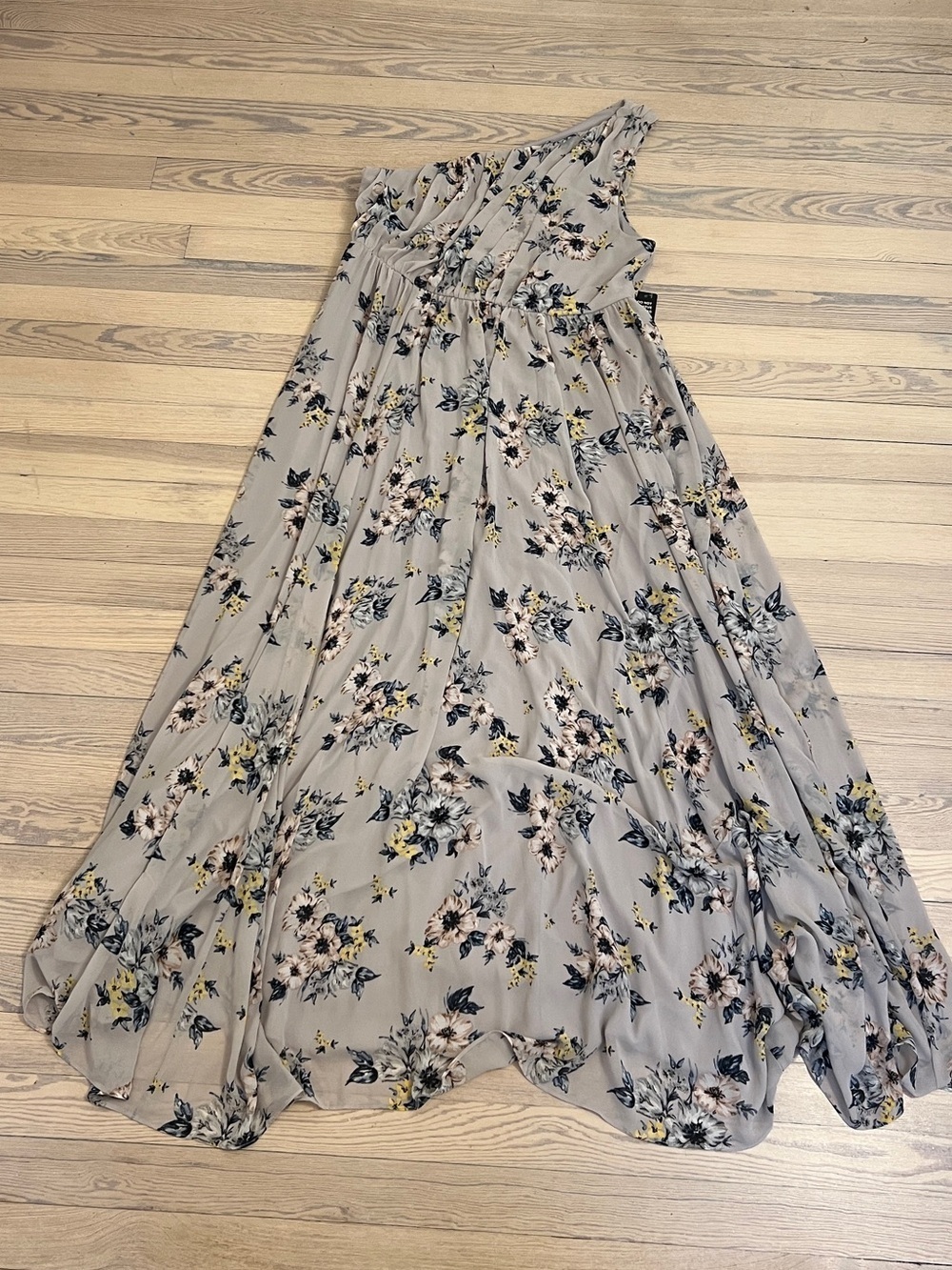 TORRID Women's Gray Floral Print One Shoulder Full Length Dress Plus Size 18 NEW